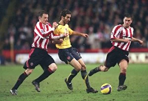 Sheffield United v Arsenal 2006-07 Collection: Mathieu Flamini (Arsenal) Alan Quinn and Nick Montgomery (Sheff Utd)