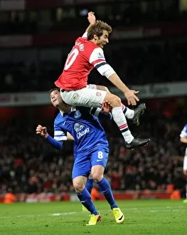 Mathieu Flamini (Arsenal) Bryan Oviedo (Everton). Arsenal 1: 1 Everton. Barclays Premier League