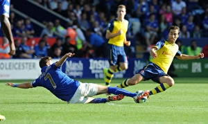 Leicester City V Arsenal 2014-15 Prints: Mathieu Flamini (Arsenal) Dean Hammond (Leicester). Leicester City 1: 1 Arsenal. Barclays
