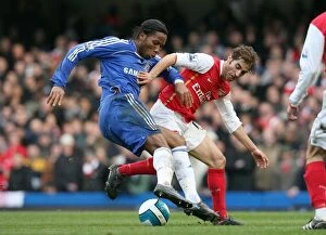 Images Dated 25th March 2008: Mathieu Flamini (Arsenal) Didier Drogba (Chelsea)