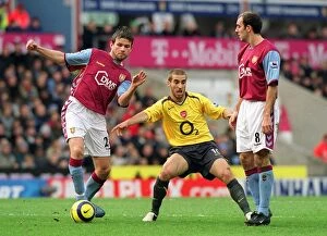 Aston Villa v Arsenal 2005-6 Collection: Mathieu Flamini (Arsenal) Eirik Bakke and Gavin McCann (Aston Villa)