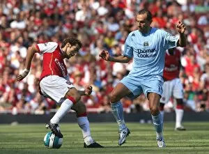 Arsenal v Manchester City 2007-08 Collection: Mathieu Flamini (Arsenal) Martin Petrov (Man City)