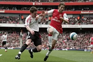 Arsenal v Liverpool 2007-08 Collection: Mathieu Flamini (Arsenal) Steve Finnan (Liverpool)