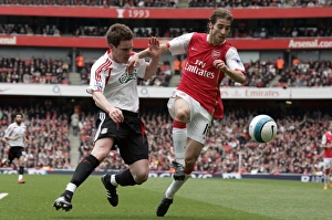 Arsenal v Liverpool 2007-08 Collection: Mathieu Flamini (Arsenal) Steve Finnan (Liverpool)
