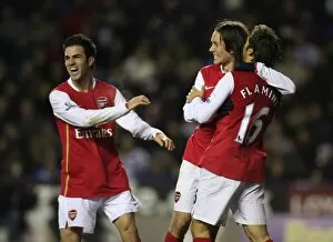 Mathieu Flamini celebrates scoring the 1st Arsenal goal with Tomas Rosicky