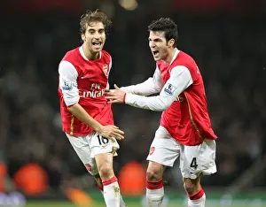 Mathieu Flamini celebrates scoring the 2nd Arsenal goal with Cesc Fabregas