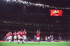 Images Dated 24th August 2006: Mathieu Flamini celebrates scoring Arsenals 2nd goal