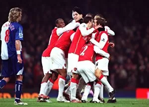 Arsenal v Blackburn Rovers 2006-07 Collection: Mathieu Flamini celebrates scoring Arsenals 6th goal