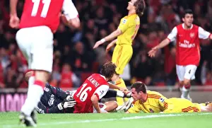 Arsenal V Liverpool 2006-07 Prints: Mathieu Flamini scores Arsenals 1st goal past Pepe Reina and Jamie Carragher
