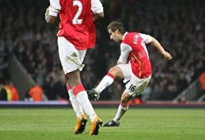 Images Dated 29th January 2008: Mathieu Flamini shoots past Shay Given to score the 2nd Arsenal goal