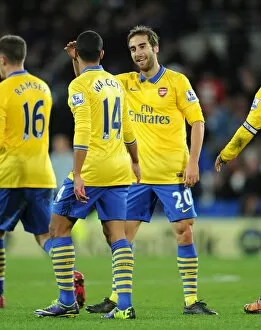 Images Dated 30th November 2013: Mathieu Flamini and Theo Walcott (Arsenal). Cardiff City 0: 3 Arsenal. Barclays Premier League