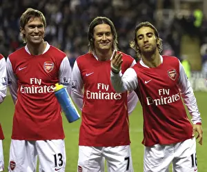 Mathieu Flamini, Tomas Rosicky and Alex Hleb (Arsenal) before the match