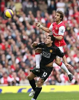 Images Dated 3rd November 2007: Mathiue Flamini (Arsenal) Carloz Tevez (Manchester United)