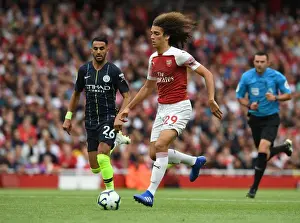 Arsenal V Manchester City 2018-19 Prints: Matteo Guendouzi: Arsenal's Midfield Maestro in Action Against Manchester City