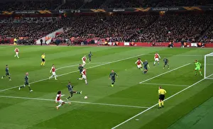 Arsenal V Sporting Clube De Portugal 2018-19 Prints: Matteo Guendouzi Crossing the Ball in Arsenal's Europa League Clash Against Sporting CP