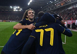 Olympiacos v Arsenal 2019-20 Collection: Matteo Guendouzi's Goal: Arsenal Takes the Lead Against Olympiacos in Europa League