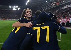 Olympiacos V Arsenal 2019-20 Prints: Matteo Guendouzi's Goal: Arsenal Takes the Lead Against Olympiacos in Europa League