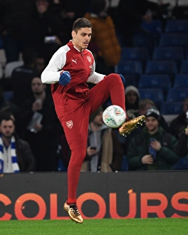 Chelsea V Arsenal - Carabao Cup 1/2 Final 1st Leg 2017-18 Prints: Mavropano Prepares for Carabao Cup Battle: Arsenal Star Gears Up against Chelsea