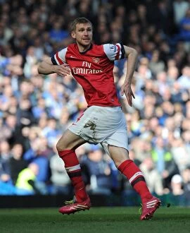 Images Dated 22nd March 2014: Per Mertesacker in Action: Chelsea vs. Arsenal, Premier League 2013-14