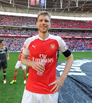 Per Mertesacker of Arsenal at the 2015-16 Community Shield: Chelsea vs Arsenal