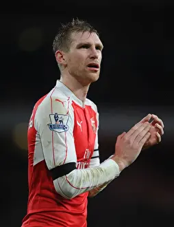 Arsenal V Newcastle United 2015-16 Prints: Per Mertesacker Celebrates with Arsenal Fans after Arsenal's Victory over Newcastle United