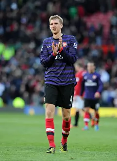 Manchester United V Arsenal 2012-13 Prints: Per Mertesacker Celebrates with Arsenal Fans after Manchester United Victory (2012-13)