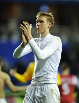 Per Mertesacker Celebrates with Arsenal Fans after Reading Victory, 2012-13 Premier League