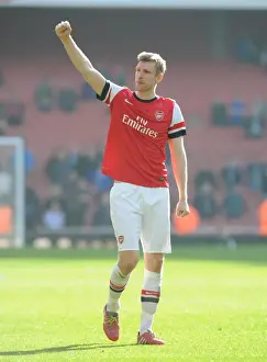 Arsenal V Everton - FA Cup 2014 Prints: Per Mertesacker Celebrates Arsenal's FA Cup Quarter-Final Victory over Everton