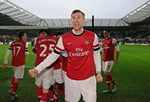 Swansea Prints: Per Mertesacker Celebrates Arsenal's Second Goal vs Swansea City, March 2013