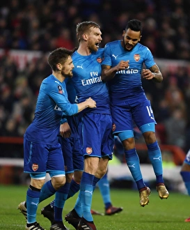 Nottingham Forest V Arsenal FA Cup 3rd Round 2017-18 Prints: Per Mertesacker, Debuchy