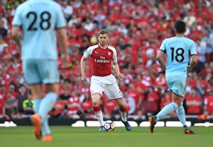 Arsenal V Burnley 2017-18 Prints: Per Mertesacker Focuses During Arsenal vs Burnley Premier League Clash (2017-18)