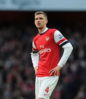 Arsenal V Crystal Palace 2013-14 Prints: Per Mertesacker Focuses in Arsenal vs Crystal Palace Premier League Clash