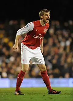 Fulham V Arsenal 2011-12 Prints: Per Mertesacker Focuses at Craven Cottage: Fulham vs Arsenal, Premier League 2011-12