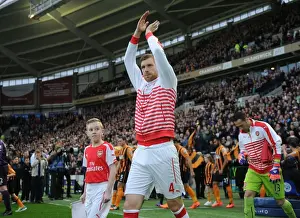 Hull City V Arsenal 2014/15 Prints: Per Mertesacker: Intense Concentration Before Hull City vs Arsenal (Premier League 2014/15)