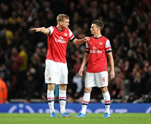 Per Mertesacker and Laurent Koscielny (Arsenal). Arsenal 2:0 Liverpool. Barclays Premier League Per Mertesacker and Laurent Koscielny (Arsenal). Arsenal 2:0 Liverpool. Barclays Premier League