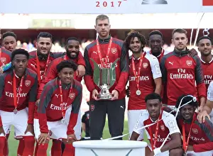 Arsenal V Seville - Emirates Cup 2017-18 Prints: Per Mertesacker Lifts Emirates Cup: Arsenal's Victory over Sevilla FC (2017)