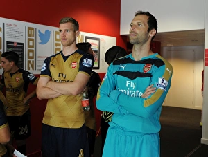 Per Mertesacker and Petr Cech (Arsenal). Arsenal 1st Team Photcall and Training Session Per Mertesacker and Petr Cech (Arsenal). Arsenal 1st Team Photcall and Training Session