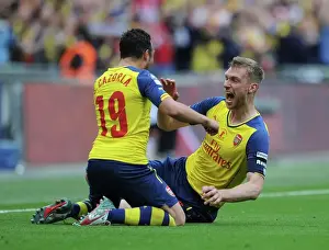 Per Mertesacker and Santi Cazorla: Arsenal's Unforgettable FA Cup Final Victory Celebration