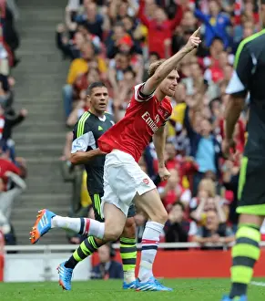 Arsenal V Stoke City 2013-14 Prints: Per Mertesacker Scores Arsenal's Second Goal vs Stoke City (2013-14)