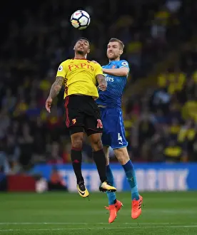 Watford V Arsenal 2017-18 Prints: Per Mertesacker vs. Andre Gray: Heading Clash in Arsenal's Victory over Watford (2017-18)