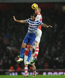Arsenal V Queens Park Rangers 2014-15 Prints: Per Mertesacker vs. Charlie Austin: Heading for Victory - Arsenal vs