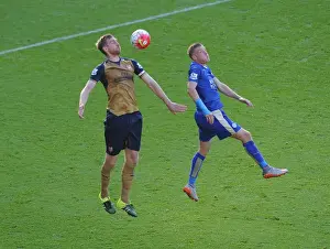 Leicester City V Arsenal 2015/16 Prints: Per Mertesacker vs Jamie Vardy: A Premier League Showdown at Leicester City, 2015/16