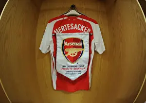 Arsenal V Besiktas 2014/15 Prints: Per Mertesacker's Arsenal Shirt in the Changing Room Before Arsenal vs