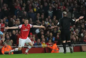 Arsenal V Manchester City 2013/14 Prints: Mertesacker's Dispute with Referee Dean: Arsenal vs Manchester City