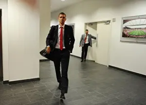 Arsenal V Olympiacos 2015/16 Prints: Per Mertesacker's Pre-Match Focus: Arsenal FC vs Olympiacos at Emirates Stadium (Champions League 2015/16)