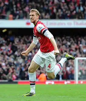 Arsenal V Tottenham Hotspur 2012-13 Prints: Mertesacker's Thriller: Arsenal's First Goal in a 5-2 Victory Over Tottenham