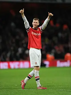 Arsenal V Crystal Palace 2013-14 Prints: Per Mertesacker's Triumphant Moment: Arsenal's Victory Celebration vs Crystal Palace