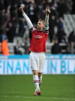 Newcastle United V Arsenal 2013-14 Prints: Per Mertesacker's Triumphant Moment: Newcastle United vs