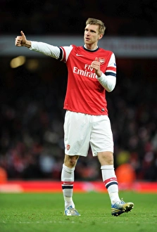 Arsenal V Stoke City 2012-13 Prints: Per Mertesacker's Victory Sign: Arsenal vs Stoke City, Premier League 2012-13