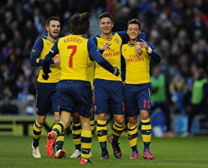 Brighton And Hove Albion V Arsenal - FA Cup 2014/15 Prints: Mesut Ozil, Aaron Ramsey, Tomas Rosicky